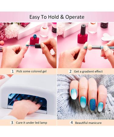 SILPECWEE 3Pcs Ombre Nail Brush Set - Acrylic Nail Art Gradient Brushes with 4pcs Replaceable Sponge Heads - Upgrade Your Nail Art Tools! - Buy Online on GoSupps.com