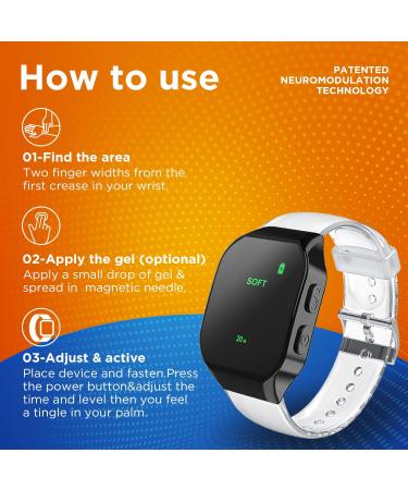 Deifyman Rechargeable Motion Sickness Bands - Electrode Stimulator Wristband for Car, Air, Train, Sea - Anti-Nausea Relief - Clear - Buy Online on GoSupps.com