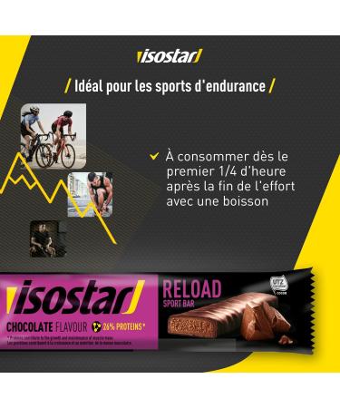 Isostar Reload Sport Bar Chocolate - Protein Recovery Bars - After Exercise - Healthy Sports Snack - No Coloring - No Preservatives - 1 Pack of 3 Units (3 x 40 g) - Buy Online on GoSupps.com