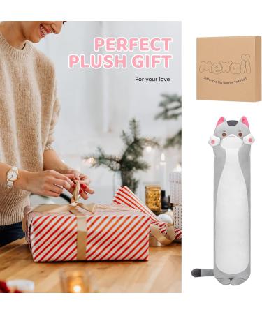 Mewaii 28in Long Cat Plush Pillow - Cute Grey Kitty Stuffed Animal for Kids | Soft Huggable Squishy Toy 28inch/70cm - Buy Online on GoSupps.com