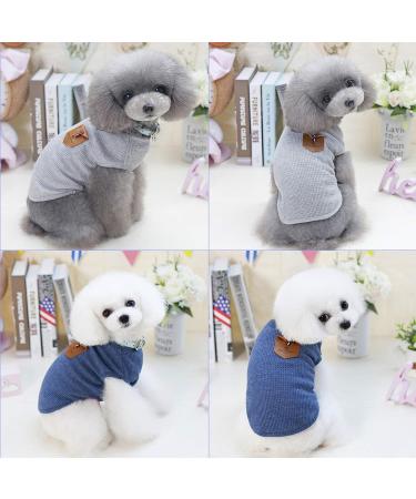 Yaodhaod Small Dog Shirt - Blue & Gray Cotton Clothing for Dogs & Cats (2 Pack) | Perfect for Teacup Teddies & Dwarf Rabbits - Buy Online on GoSupps.com