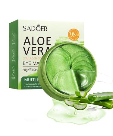 Aloe Vera Eye Masks - 60 PCS Under Eye Patches for Puffy Eyes and Dark Circles Treatments - Hydrating Eye Mask Skincare Eye Gel Pads for Eye Reduce Wrinkles and Fine Lines Improve and Firm Eye Skin