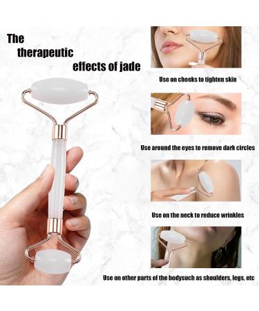 Jade Roller Gua Sha Massage Tool - Reduce Puffiness & Wrinkles for Face Eyes & Neck - Anti-Aging & Sculpting - Purple Stone - Buy Online on GoSupps.com