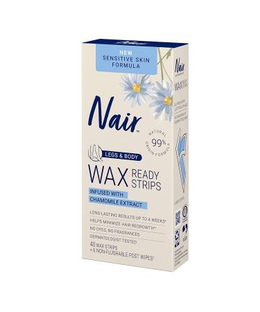 Nair Sensitive Ready Wax Strips 40 ct - Legs & Body | Fast & Easy Hair Removal - Buy Online on GoSupps.com