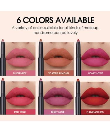 6Pcs Matte Lipstick Pen Set with Lip Liner - Velvety Nude Shades, Waterproof & Long Lasting - Perfect Gift for Women - Buy Online on GoSupps.com
