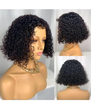 14 Short Curly Bob Human Hair Wig for Black Women with 13x6 T Part Lace Front - Natural Color, 150% Density - Buy Online on GoSupps.com