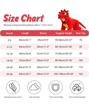 COOKY.D Unisex Winter Hooded Romper Jumpsuit for Babies 2-36 Months - Dragon Design - Buy Online on GoSupps.com