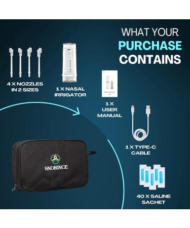 Nasal Irrigation System for Sinus Relief - Portable Cordless Electric Neti Pot Nose Cleaner - Sinus Flush Kit for Adults & Kids Home & Travel with 4 Rinse Modes 4 Nozzles 40 Salt Packs With Carry Bag - Buy Online on GoSupps.com
