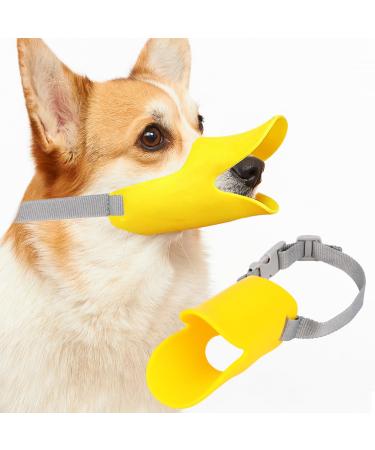 Muzzle for dogs cute duck-shaped dog covers dog muzzle silicone soft and adjustable anti-bite anti-bell anti-eating for small and medium-sized dogs (s)