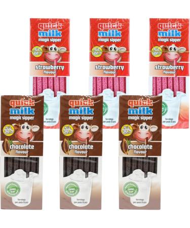 Dr Moo Quick Milk Straw Set - 78 Flavored Straws for Kids: 3X Chocolate (13 Pack) + 3X Strawberry (13 Pack) - Buy Online on GoSupps.com