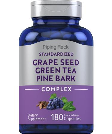 Piping Rock Grape Seed Green Tea & Pine Bark Complex | 180 Capsules | Standardized Extract | Non GMO Gluten Free Supplement