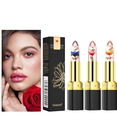 AZLESLOG 3 Pack Crystal Flower Jelly Lipstick Set - Color Change Long Lasting Lip Gloss for Nourishing Moisture - Buy Online on GoSupps.com