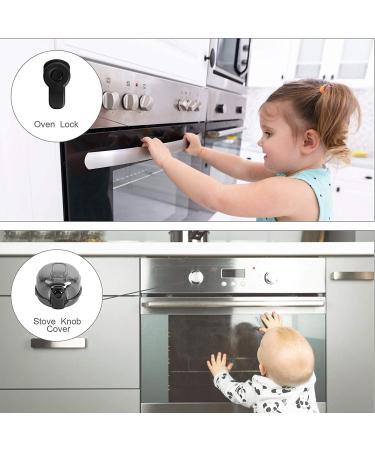 Mum & Cub 5 Pack Stove Knob Covers  Universal Kitchen Stove Knob Cover Comes with 1 Oven Lock  Gas Stove Knob Protection Locks for Child Baby Kids Safety  Black - Buy Online on GoSupps.com