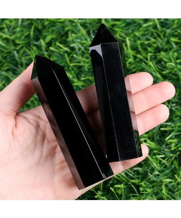 Xiannvxi 4 "Groß Obsidian Tower Tower Gemstone Stab crystal stones towers hexagonal dot rods natural meditation energy stone 9-10cm 1pc obsidian 4 inches