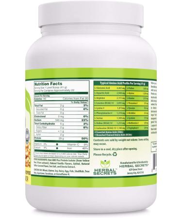 Herbal Secrets Pea Protein Powder Vanilla Toffee - 2 lbs Non-GMO | Energy & Muscle Support | Heart & Kidney Function - Buy Online on GoSupps.com