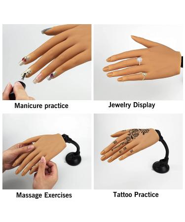 Flexible Silicone Practice Hand for Acrylic Nails - Life Size Female Mannequin Hand with Stand for Nail Art Practice (3# Left Hand) - Buy Online on GoSupps.com