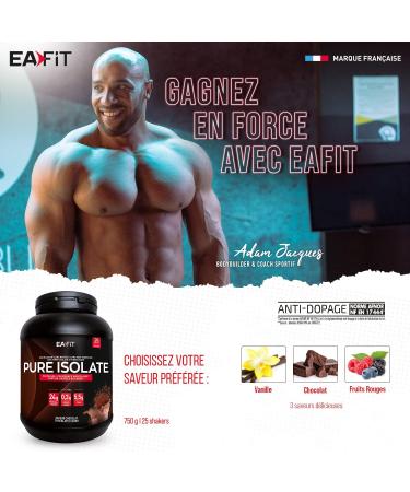  Eafit EAFIT - Pure Isolate - Whey Protein Isolate - Whey for Weight Gain and Bodybuilding - 26g Protein 5.6g BCAAs - Low in Sugars and Fat - 750g - Vanilla - Brand FR - Buy Online on GoSupps.com