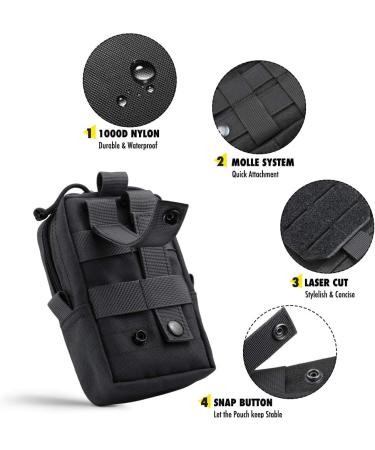 WYNEX Tactical EDC Pouch - Black | Molle Utility Gadget Organizer & Phone Holder Waist Pack - Buy Online on GoSupps.com