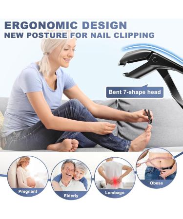 Buy Angled Head Nail Clippers - Mess Free Toenail Clippers for Seniors & Thick Nails | Sharp Blade Nail Cutter | Perfect Birthday Gifts for Men & Women - Black - Buy Online on GoSupps.com