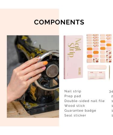 NAILOG Semi Cured Gel Nail Strips 34 pcs Salon-Quality Gel Nail Stickers Long Lasting Nail Wraps for Women with Soft Gel Finish Christmas New Year Design Waltz of The Flowers - Buy Online on GoSupps.com