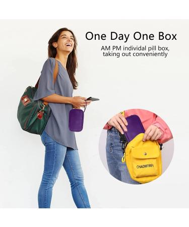 Extra Large Weekly Pill Bag - AM PM Pill Box for Vitamins Medication & Supplements | 7-Day Storage Case (Purple - Buy Online on GoSupps.com
