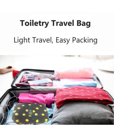 Hanging Toiletry Bag Travel Organizer - Large Cosmetic Makeup Organizer for Men & Women - Sturdy Hook and Handle - Black Lemon - Buy Online on GoSupps.com