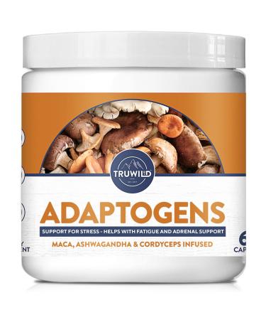 TruWild Adaptogen Blend with Cordyceps Maca Ashwagandha - Full Spectrum Mushroom Blend for Daily Support and Function   All Natural Formula with 7 Key Ingredients   60 Capsules 1