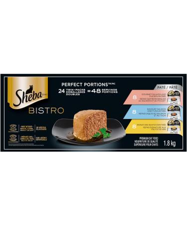 SHEBA Bistro Perfect PORTIONS Cat Food Wet Adult Pat Gourmet Salmon & Gravy Indulgence Perfect Portions Adult Wet Cat Food Chicken & Beef & Salmon Entr e in Extra Gravy Variety Pack (24) 75g Trays - Buy Online on GoSupps.com