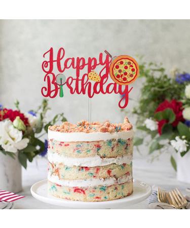 Pizza Happy Birthday Cake Topper Pizza Theme Birthday Party Supplies Pizza Lover Birthday Cake D cor - Buy Online on GoSupps.com