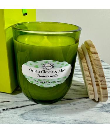 K_R Green Clover & Aloe Scented Candle - Hand Poured Floral Notes 6oz 20-30 Hr Burn Time - Eco-Friendly Shipping Worldwide - Buy Online on GoSupps.com