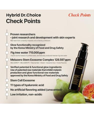 Hybrid Dr.Choice Melazero Exosome Glow Ampoule 40ml - Melanin pigmentation freckles toning Glow functional patented Melazero V2 arbutin niacin exosome placenta - Buy Online on GoSupps.com