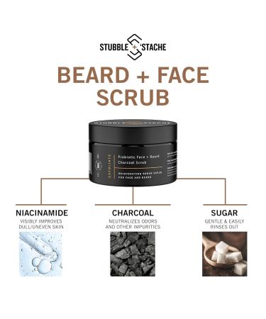 Stubble & Stache Exfoliating Probiotic Charcoal Sugar Scrub for Men - Deep Cleanse Natural Pore Minimizer Pre-Shave Wash Daily Use - 3.4 fl oz - Buy Online on GoSupps.com