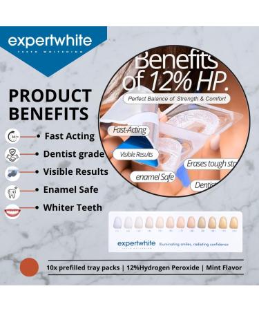 ExpertWhite Max Glow Trays 12HP Prefilled Teeth Whitening Trays 10 Treatments 12% Hydrogen Peroxide Gel. Custom-Fit. Enamel Safe. On-The-Go Better Than Strips. Suitable Sensitive Teeth. - Buy Online on GoSupps.com