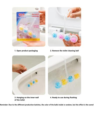 Toilet eners Rim Hanger | Bowl Toilet Deodorizer Rim Hanger | Quick Foaming -Cleaning Ball 4 Balls Included Toilet ener for Bathroom Toilet Care and Flush Cleaning - Buy Online on GoSupps.com