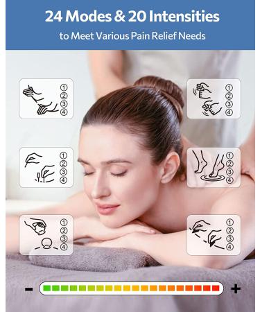 Rechargeable TENS EMS Unit Muscle Stimulator for Pain Relief - 24 Modes, 12 Upgraded Pads - Relieve Lower Back, Knee, Shoulder Pain - Buy Online on GoSupps.com