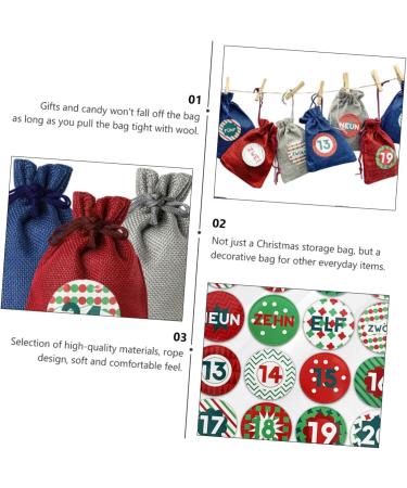 ABOOFAN 1 Set Christmas Bag Calendar Xmas Countdown Decorations Party Supplies Sticker Drawstring - Buy Online on GoSupps.com