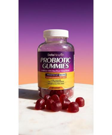 Delta Nourish Probiotic Gummies for Men & Women Gluten Free Health Supplements for Digestive & Immune Support - Vegan Sugar Free Gummies with Mixed Berry Flavor 5 Billion CFU 60 Gummies Pack of 3 - Buy Online on GoSupps.com