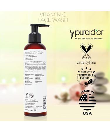 PURA D OR Vitamin C Face Wash 8 Oz | Antioxidant Rich Brightening Cleanser | Hydrating & Gentle | Sulfate & Paraben Free | For All Skin Types - Buy Online on GoSupps.com