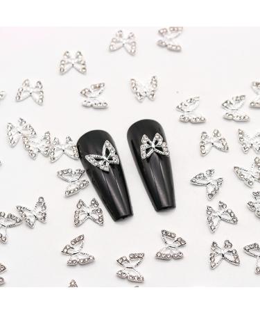 JERCLITY 30-Piece 3D Gold & Silver Butterfly Nail Charms with Clear Rhinestones - Metal Butterfly Nail Studs & Jewels for Nails - Buy Online on GoSupps.com