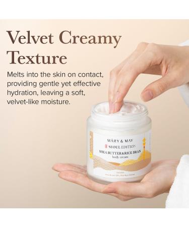 Mary&May SEOUL EDITION Shea Butter & Rice Bran Body Cream - Korean Vegan Boby Moisturizer for Dry and Sensitive Skin with Ceramide - Fragrance Free Body Butter 8.45oz. - Buy Online on GoSupps.com