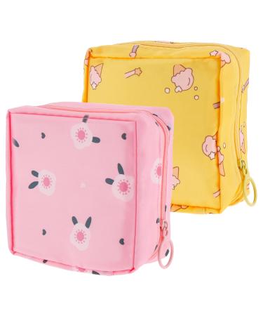 TIESOME Cute Sanitary Napkin Storage Bag for Teen Girls 2Pcs Waterproof Period Bag Lovely Menstrual Pad Bag Portable Period Pouch with Zipper Tampon Holder for Women Ladies School(B) - Buy Online on GoSupps.com