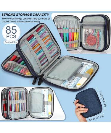 Katech 85-Piece Crochet Hooks Set with Storage Case - Ergonomic Knitting Needles Kit for DIY Hand Knitting - Blue - Buy Online on GoSupps.com
