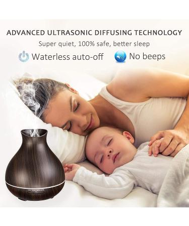 550ml Aromatherapy Essential Oil Diffuser Humidifier for Large Room - 12hr High Mist Output, Waterless Auto-Off, 7 Color LED, Wood Grain Ultrasonic Diffuser - Dark Brown - Buy Online on GoSupps.com