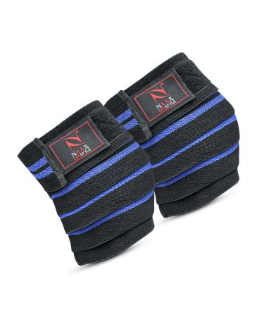 NAAX Knee Compression Sleeve Support Brace with Side Stabilizer - Best for Running Basketball Volleyball Tennis Workout Arthritis Meniscus Tear Injury Recovery and more safety of your knees (Blue)
