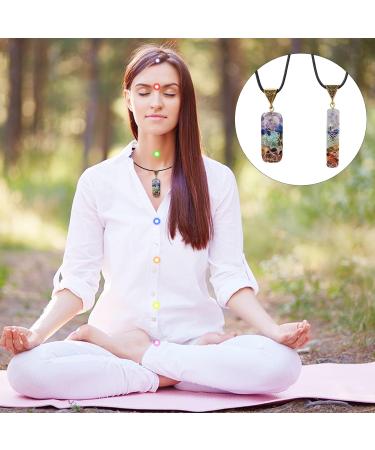 NEWHOMESTYLE 7 Chakra Healing Crystal Stones Necklace Spiritual Gemstone Pendant with Adjustable Cord for Meditation (2.36 x 0.7 inch) - Buy Online on GoSupps.com
