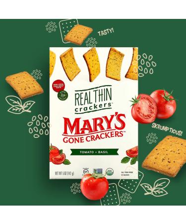 Mary's Gone Crackers Real Thin Tomato & Basil Crackers - 5 oz (142 g) | Gluten-Free Snack - Buy Online on GoSupps.com