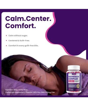 Magnesium Complex Gummies Ashwagandha Zinc Vitamin D3 L-Theanine Sugar Free 10-in-1 Magnesium with Glycinate Citrate Malate for Sleep Muscle & Immune Support 60-Day Supply (Mixed Berry) - Buy Online on GoSupps.com