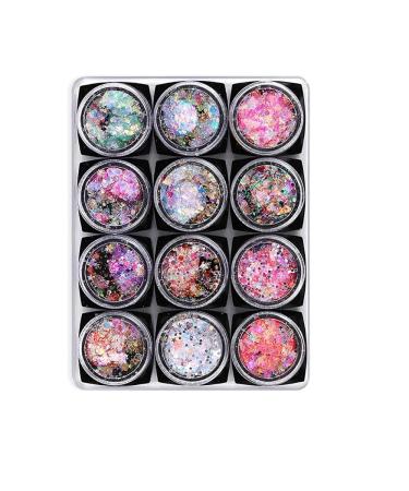12 Colors Sparkly Chrome Powder Chunky Flakes Nail Art Sequins Manicure Decoration Nail Powder Flakes