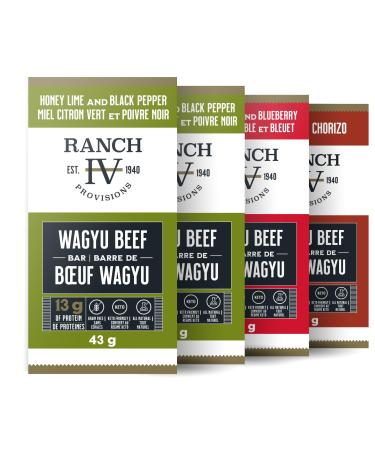 Thrive Provisions Wagyu Beef Bar - Sampler Pack - High In Protein Tender Texture Sustainably Sourced Soy Free Non GMO Keto Friendly Nothing Artificial 43g (Pack of 4) Variety 43 g (Pack of 4)