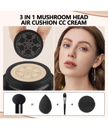 Anglicolor Mushroom Head Air Cushion CC Cream Strong Concealer 2PC Face Makeup Cushion Foundation Long Lasting Moisturizing BB Cream Makeup Base Primer Even Skin Tone for All Skin Types (2PC02) - Buy Online on GoSupps.com